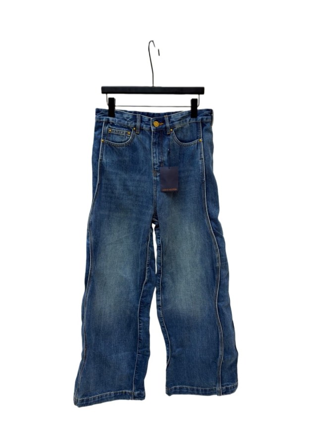 1:1 quality version Vintage Washed Wavy Line Denim Jeans 28685202