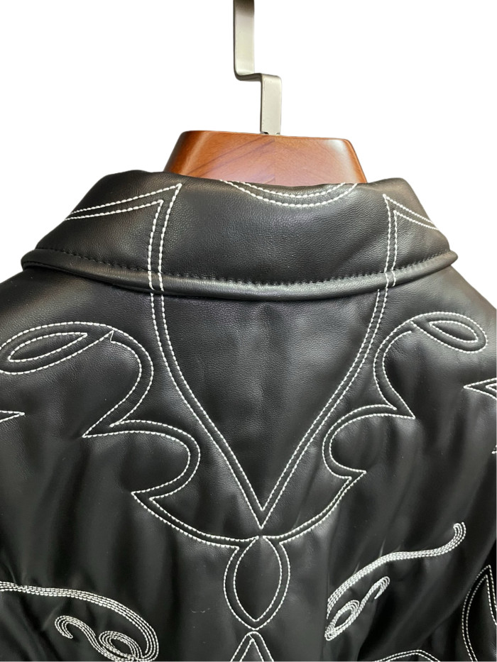 1:1 quality version Genuine Sheepskin Embroidered Leather Jacket 28685169