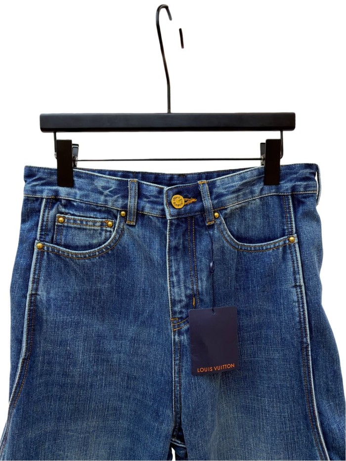 1:1 quality version Vintage Washed Wavy Line Denim Jeans 28685202