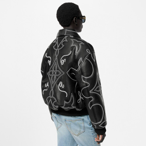 1:1 quality version Genuine Sheepskin Embroidered Leather Jacket 28685169