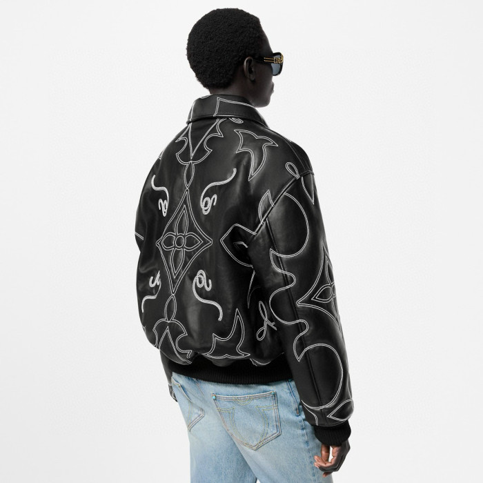 1:1 quality version Genuine Sheepskin Embroidered Leather Jacket 28685169