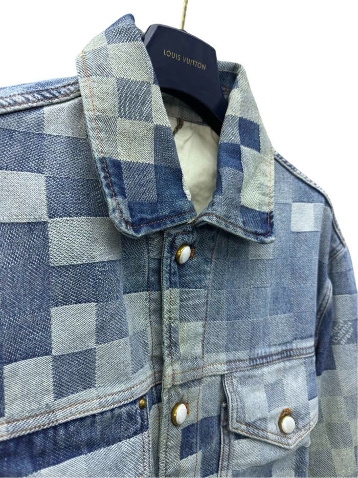 1:1 quality version Checkered Mosaic Denim Jacket 28685212