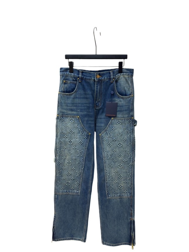 1:1 quality version Embroidered Rivet Distressed Denim Work Jeans 28687461