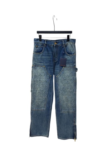 1:1 quality version Embroidered Rivet Distressed Denim Work Jeans 28687461