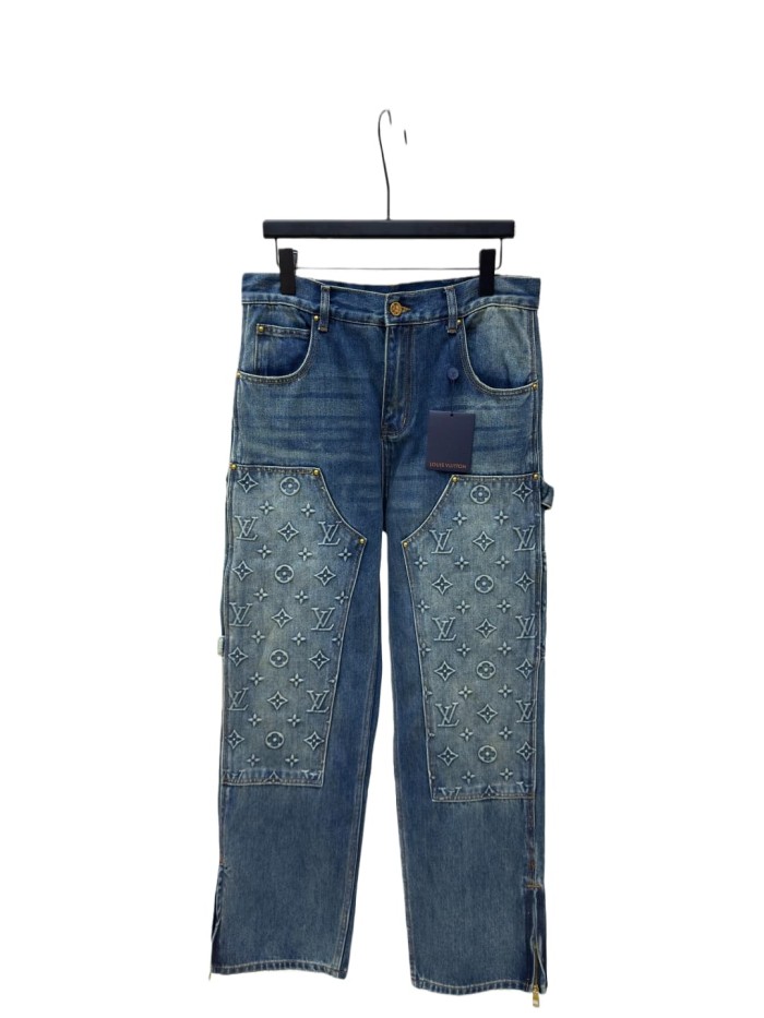 1:1 quality version Embroidered Rivet Distressed Denim Work Jeans 28687461
