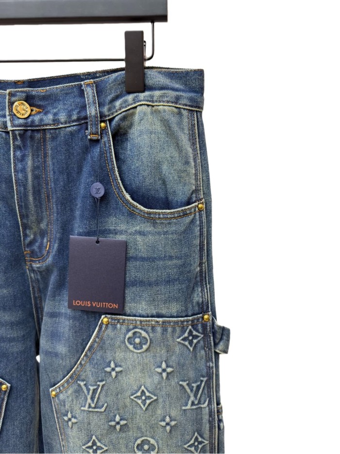 1:1 quality version Embroidered Rivet Distressed Denim Work Jeans 28687461