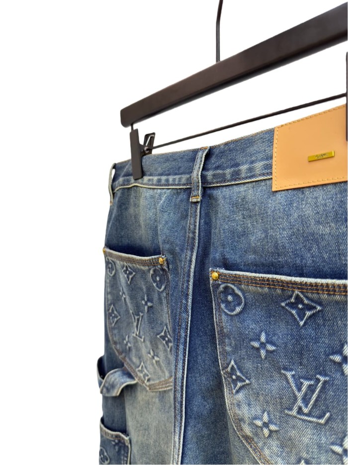1:1 quality version Embroidered Rivet Distressed Denim Work Jeans 28687461