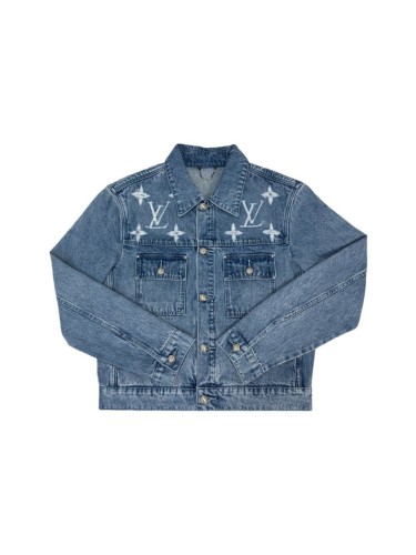 1:1 quality version White Logo Embroidered Blue Denim Jacket 28687458