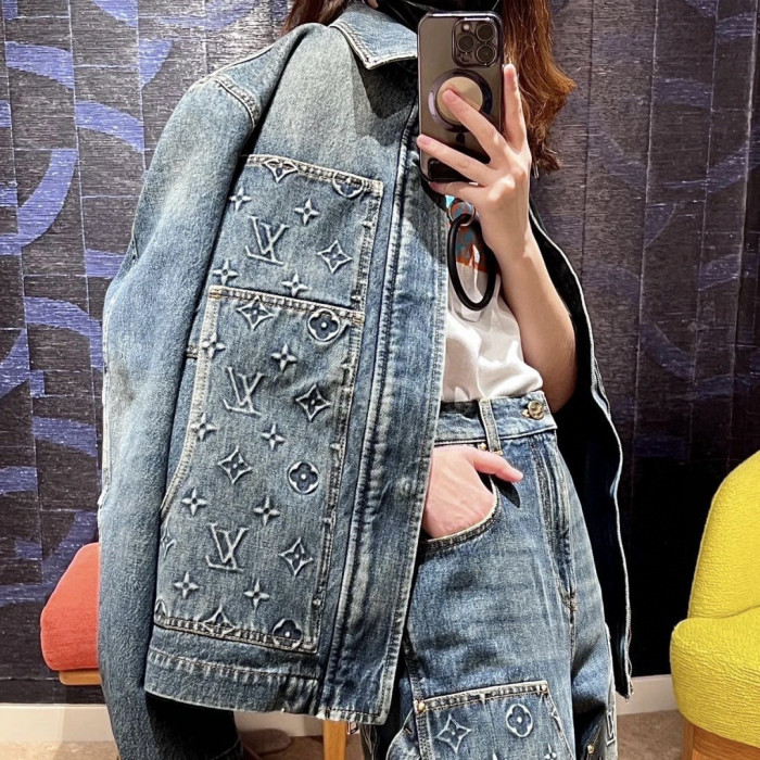1:1 quality version Embroidered Patch Pocket Denim Jacket 28687456