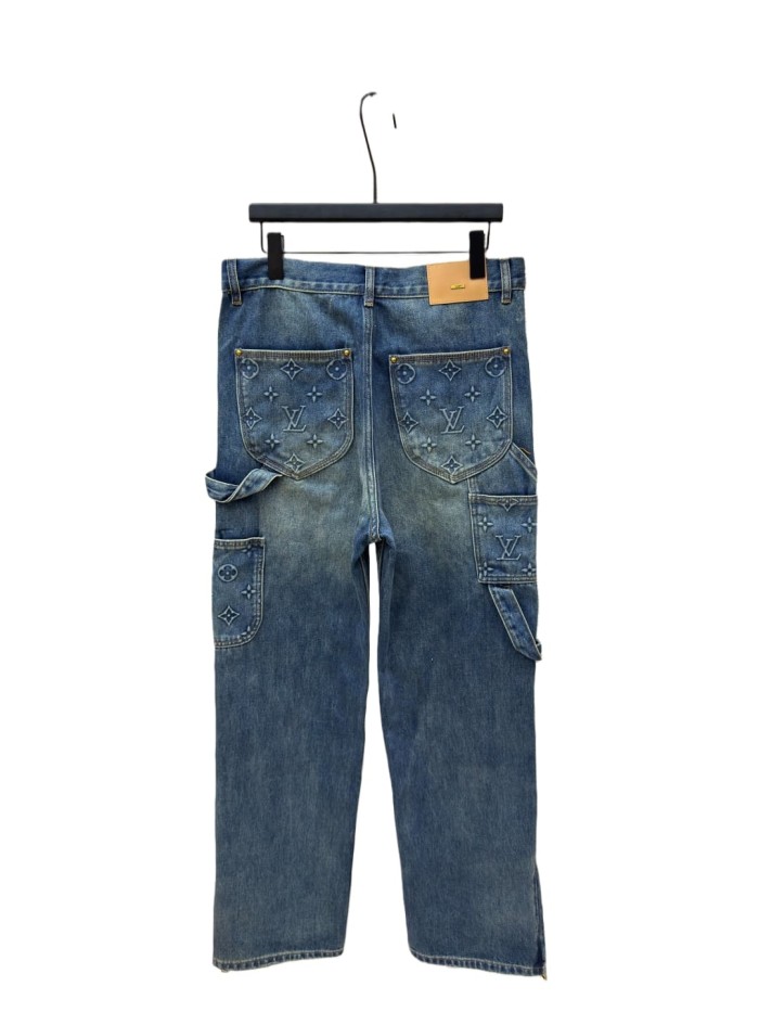 1:1 quality version Embroidered Rivet Distressed Denim Work Jeans 28687461