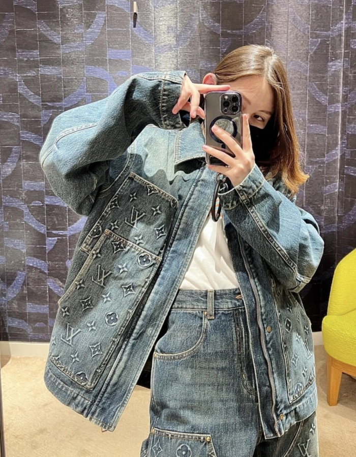 1:1 quality version Embroidered Patch Pocket Denim Jacket 28687456