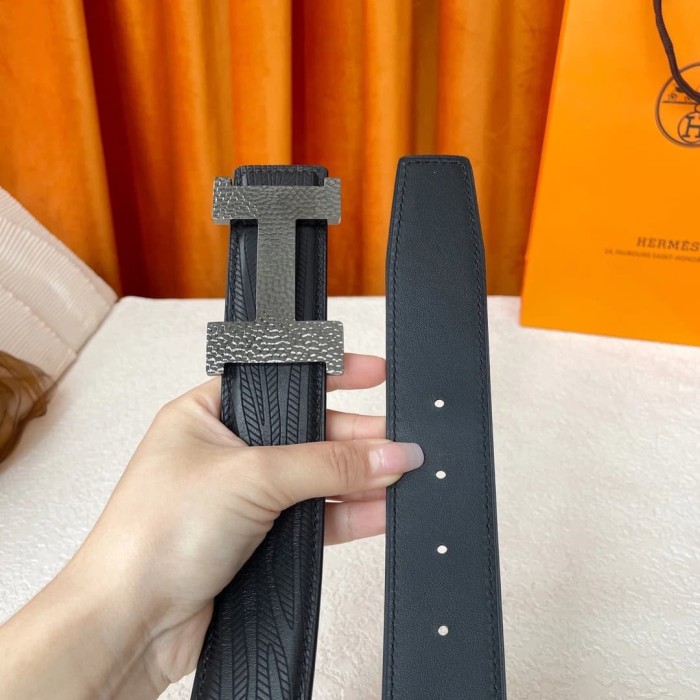 1:1 quality version Forged H-shaped Buckle Double-sided Belt【Width 3.8 cm】3 colors 28688397