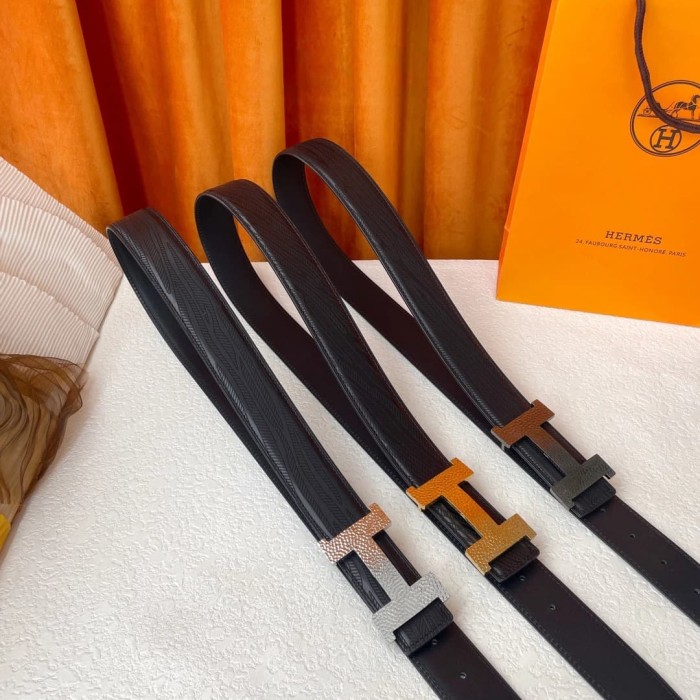 1:1 quality version Forged H-shaped Buckle Double-sided Belt【Width 3.8 cm】3 colors 28688397