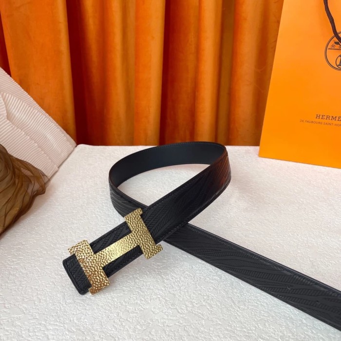 1:1 quality version Forged H-shaped Buckle Double-sided Belt【Width 3.8 cm】3 colors 28688397