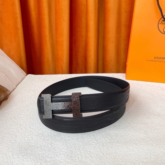 1:1 quality version Forged H-shaped Buckle Double-sided Belt【Width 3.8 cm】3 colors 28688397