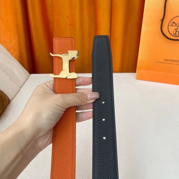 1:1 quality version Metal Horse Buckle Double-sided Belt【Width 3.2 cm】2 colors 28688396