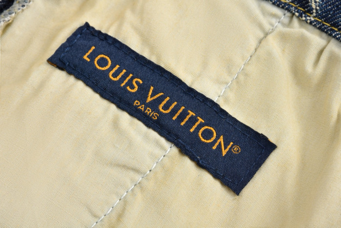 1:1 quality version Jacquard All-Over Print Leather Trim Denim Pants 28689531
