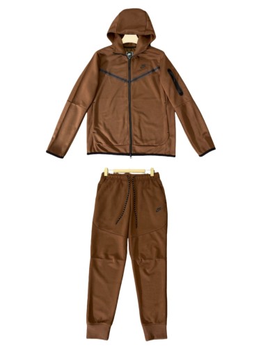 Solid Brown Windrunner Hoodie & Pants Set 28692014
