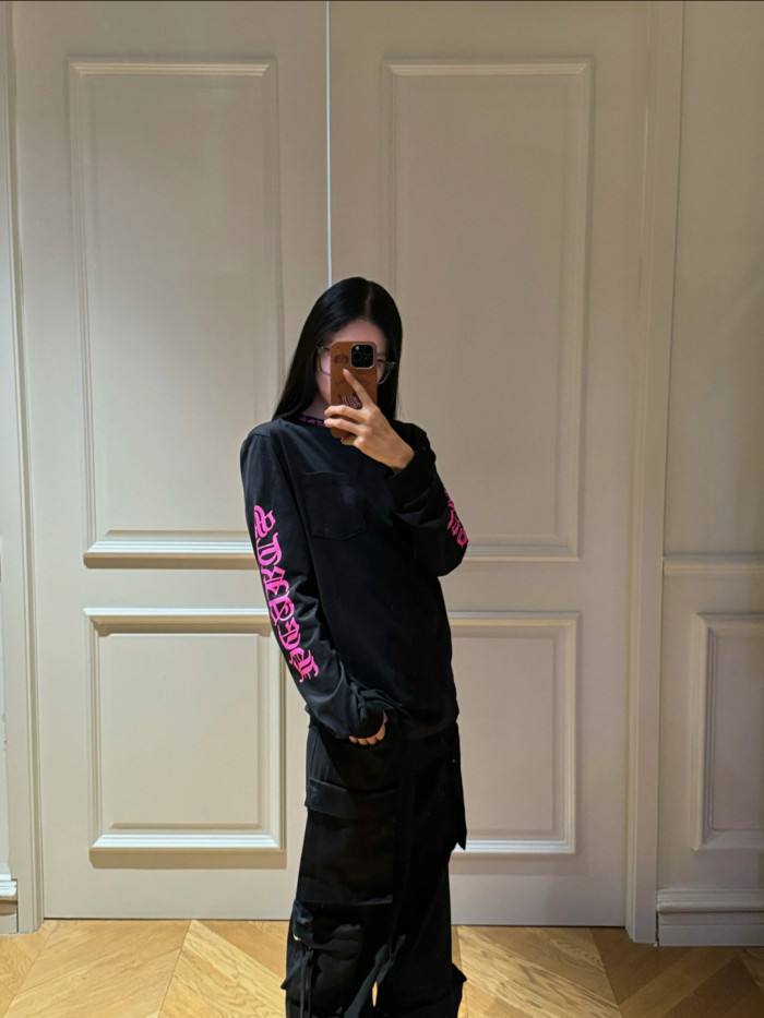 1:1 quality version Rose Sanskrit Print Long Sleeve T-Shirt 28691996