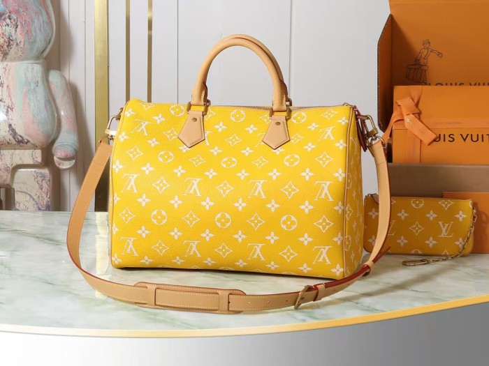 1:1 quality version Speedy 25 Classic Monogram Yellow Shoulder Bag 28694052