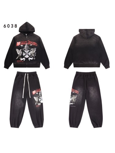 Eagle Evil Dragon God Print Washed Version Hoodie & Pants Set 2 colors 28705416