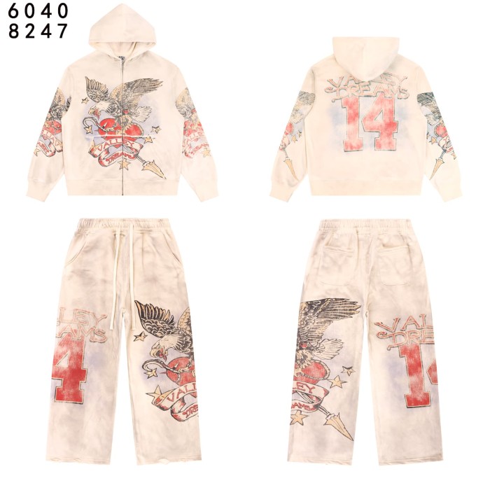Eagle Star Magic Wand Print Washed Version Hoodie & Pants Set 3 colors 28705418