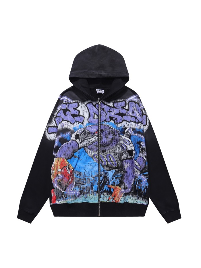 Eagle Football Player Print Washed Version Hoodie 28709896