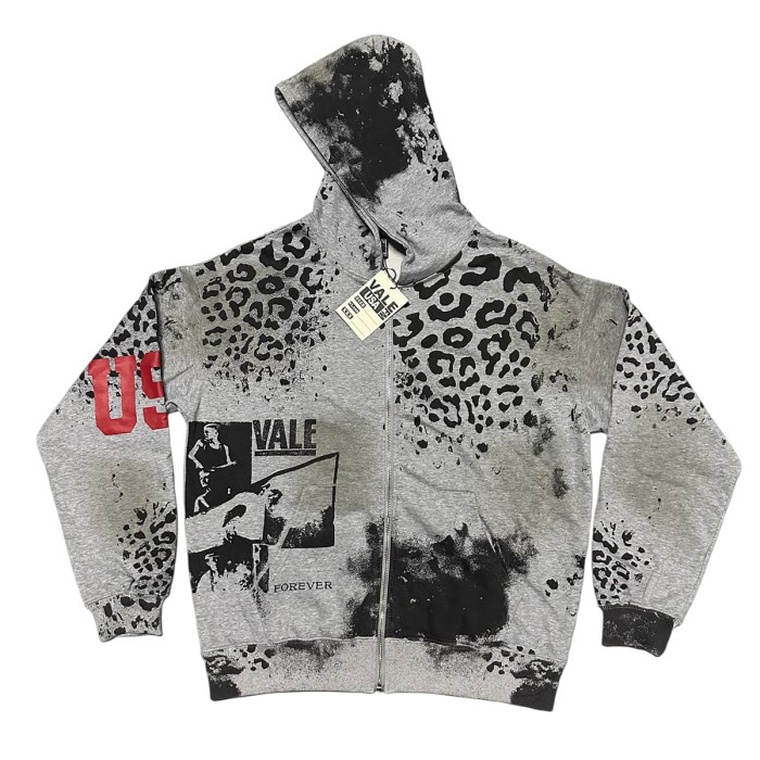 Black Spot Leopard Print Washed Version Hoodie 28709902