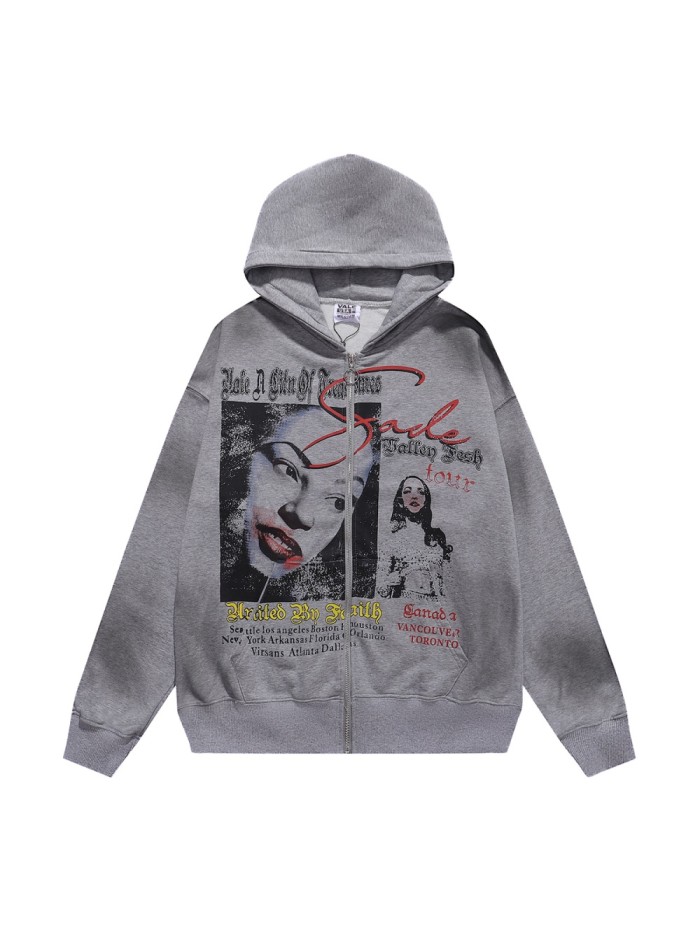 Flame Red Lip Beauty Print Washed Version Hoodie 28709897