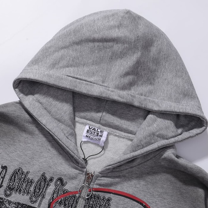 Flame Red Lip Beauty Print Washed Version Hoodie 28709897