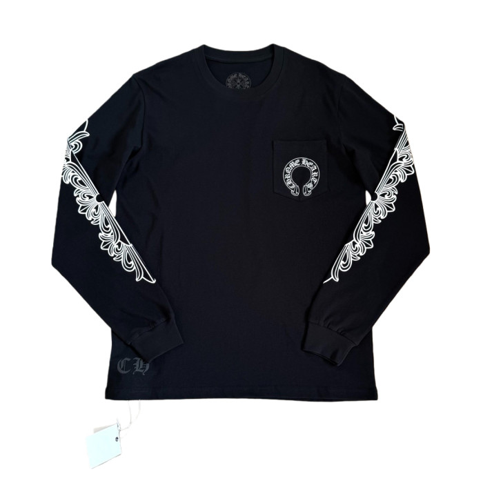 1:1 quality version Classic Floral Sleeve Horse Hoof Print Long Sleeve T-Shirt 2 colors 28711236