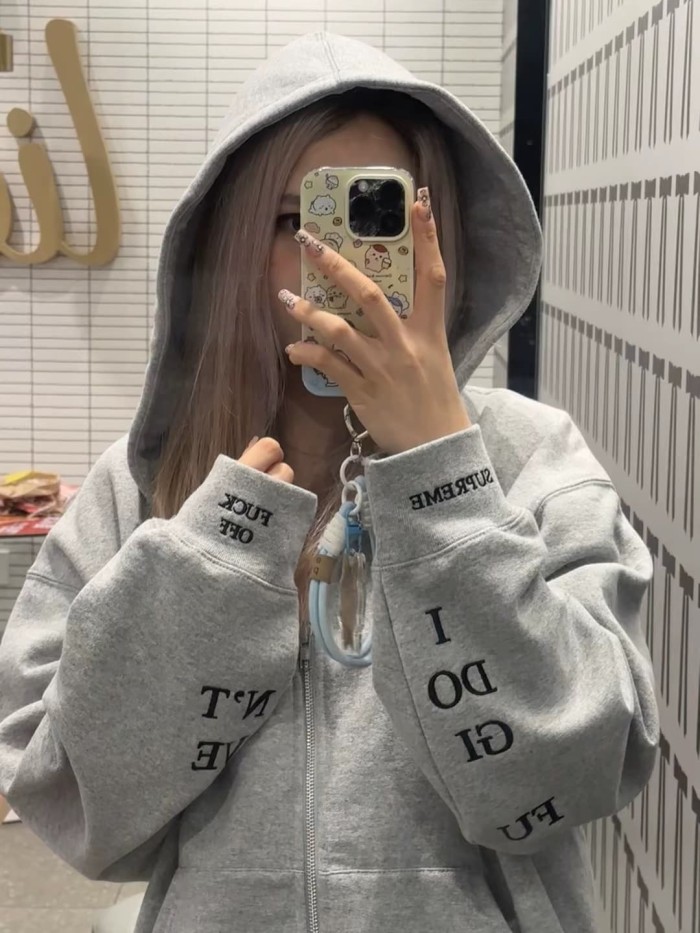 1:1 quality version Sleeve Fluorescent Embroidery Logo Zipper Hoodie 3 colors 28746701