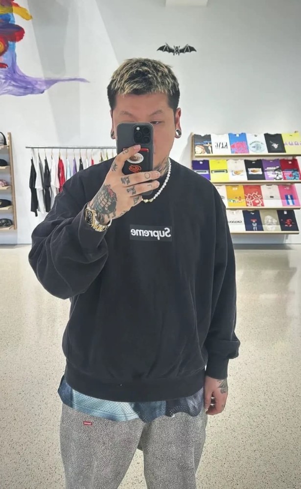 Cracked Box Print Washed Crew Neck Sweatshirt 4 colors 28746693