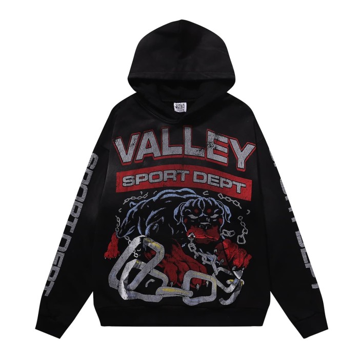 Chain Dog Print Washed Version Hoodie 28746799