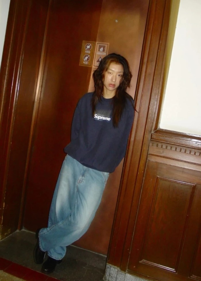 Cracked Box Print Washed Crew Neck Sweatshirt 4 colors 28746693