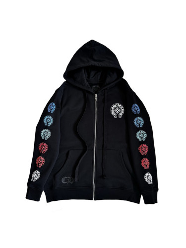 1:1 quality version Colorful Horseshoe Print Zipper Hoodie 28748497