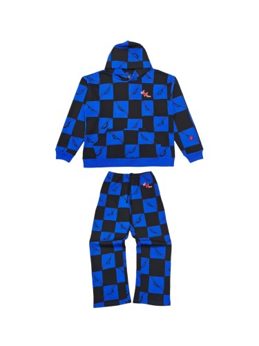 1:1 quality version AP Blue and Black Checkered Hoodie & Pants Set 2 colors 28749373