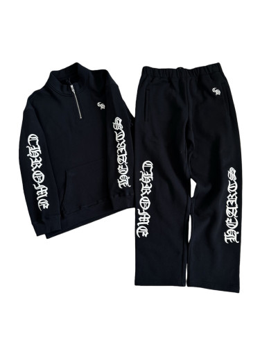 1:1 quality version Sanskrit Alphabet Embroidered Half-Zip Hoodie & Pants Set 28751593