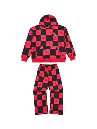 1:1 quality version AP Blue and Black Checkered Hoodie & Pants Set 2 colors 28749373