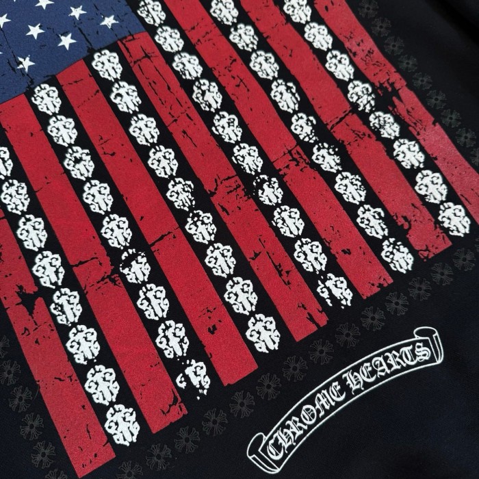 1:1 quality version Back Vintage-inspired distressed American flag print Zipper Hoodie 28755521