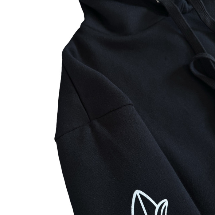 1:1 quality version Floral Sleeve Back Black Horseshoe Print Hoodie 28755502