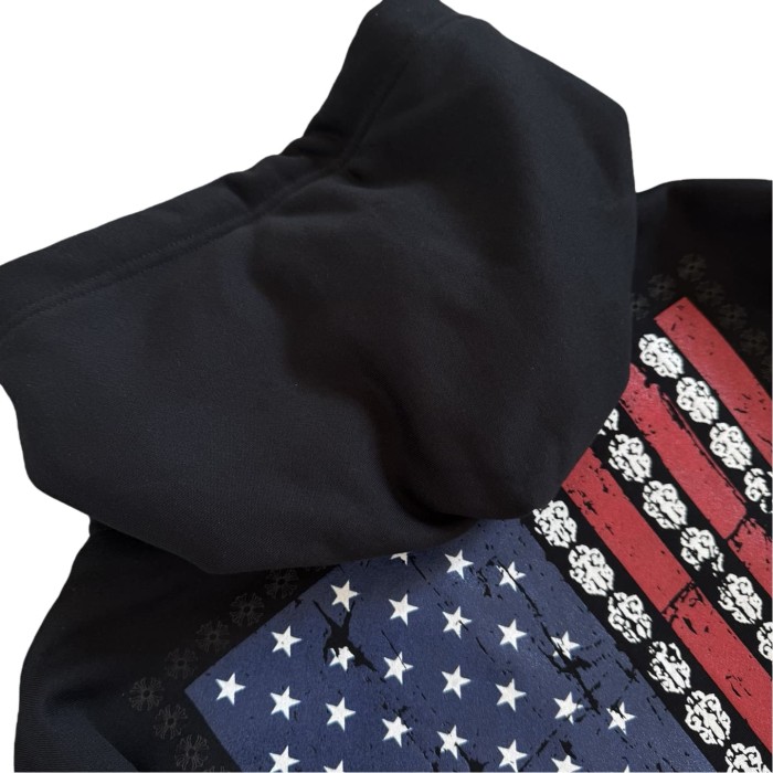 1:1 quality version Back Vintage-inspired distressed American flag print Zipper Hoodie 28755521