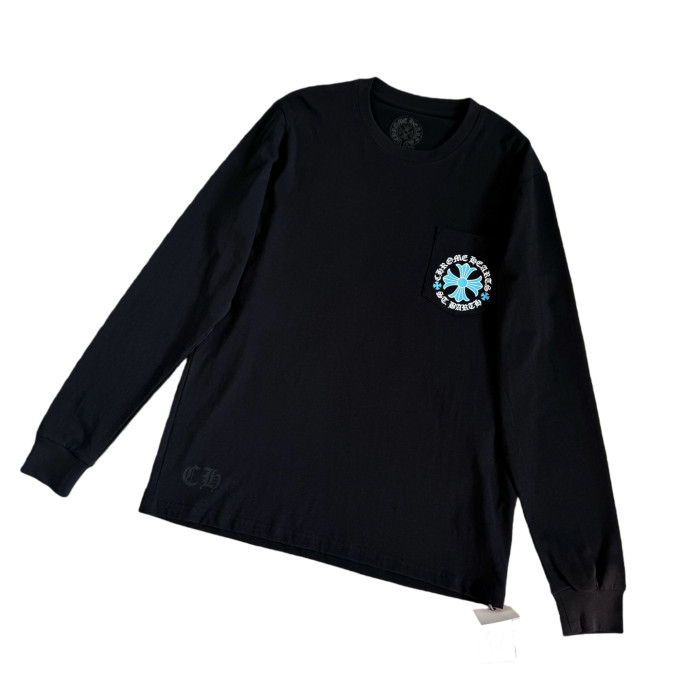 1:1 quality versionST. Barth Limited Edition Back Print Blue Cross Flower Long-Sleeve T-Shirt 28755529