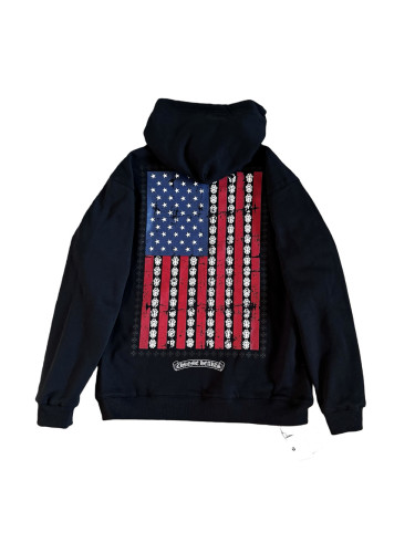 1:1 quality version Back Vintage-inspired distressed American flag print Zipper Hoodie 28755521