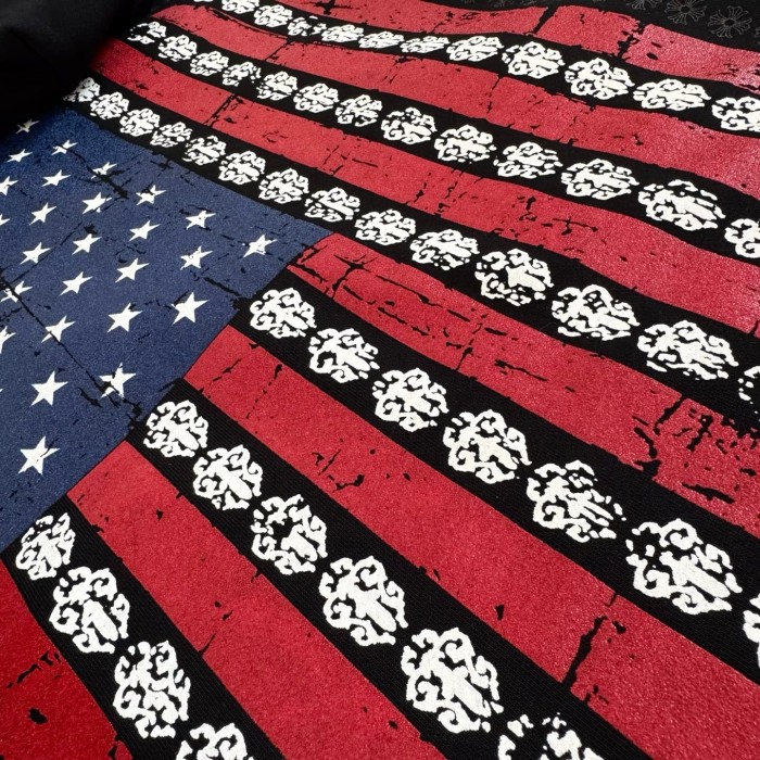1:1 quality version Back Vintage-inspired distressed American flag print Zipper Hoodie 28755521