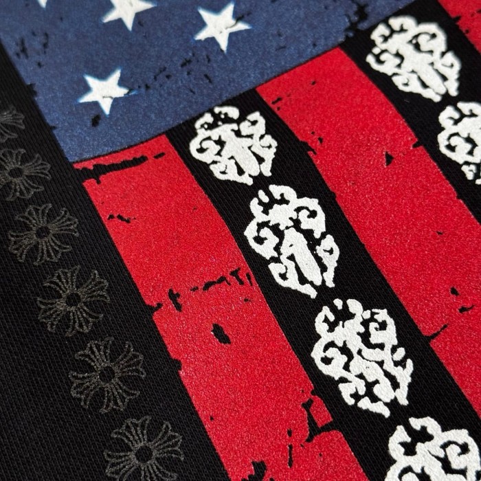 1:1 quality version Back Vintage-inspired distressed American flag print Zipper Hoodie 28755521