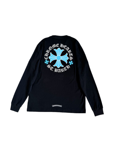 1:1 quality versionST. Barth Limited Edition Back Print Blue Cross Flower Long-Sleeve T-Shirt 28755529