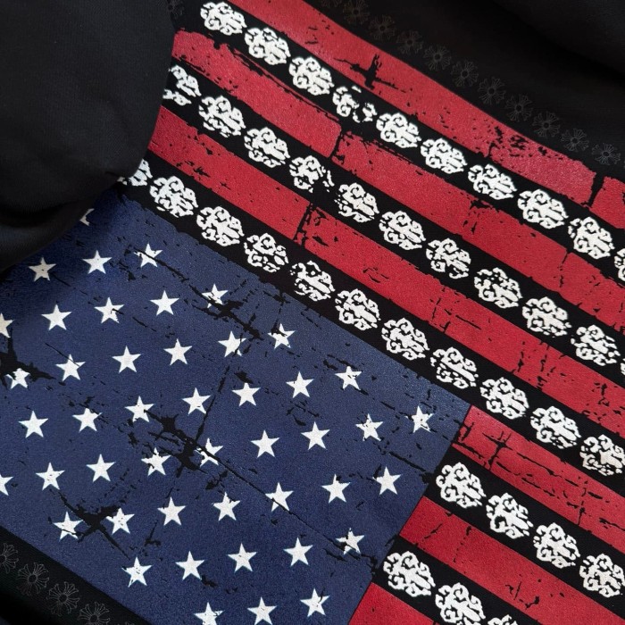 1:1 quality version Back Vintage-inspired distressed American flag print Zipper Hoodie 28755521