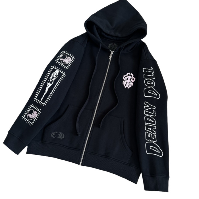 1:1 quality version Deadly Doll Collaboration Horseshoe Beauty Print Zipper Hoodie 28755496