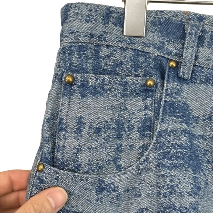 1:1 quality version Bleached Plaid Jacquard Denim Jeans 28759547